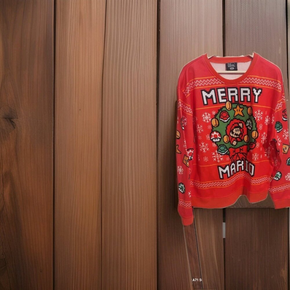 Nintendo Super Mario Red‎ Christmas Sweatshirt Size 2x Holiday Video Games